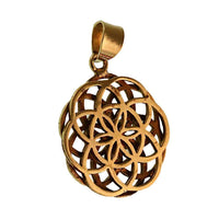 Load image into Gallery viewer, Messing Brass Anhänger Blume des Lebens antik gold silber Kette flower of life - chic-net.de
