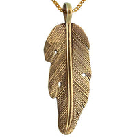 Load image into Gallery viewer, Messing Brass Anhänger Feder Rillen golden Kette nickelfrei Tribal antik Schmuck - chic-net.de
