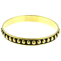 Cargar imagen en el visor de la galería, Messing Brass Armreif golden schwarz breit Halbkugeln nickelfrei 68 mm antik Tribal Schmuck - chic-net.de
