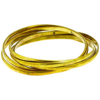Cargar imagen en el visor de la galería, Messing Brass drei Armreife ineinander golden glänzend nickelfrei 69 mm antik Tribal Schmuck - chic-net.de

