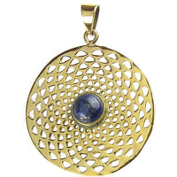 Load image into Gallery viewer, Messing Brass Tribal Anhänger Dalie Lapis antik golden Kette Damen nickelfrei Schmuck - chic-net.de
