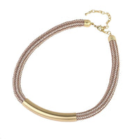 Load image into Gallery viewer, Messing Kette golden champagner Seil dick Röhre 40-47,5 cm Karabiner verstellbar - chic-net.de
