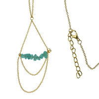 Load image into Gallery viewer, Messing Kette golden fein Anhänger Kettchen Jade grün Steine aufgefädelt 61-66 cm - chic-net.de
