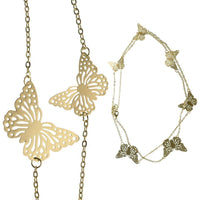 Load image into Gallery viewer, Messing Kette golden fein eingearbeitete Schmetterlinge dünn filigran 93 - 98 cm - chic-net.de
