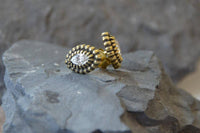 Load image into Gallery viewer, Messing Kristall Glitzer Ohrstecker gold Auge 12mm - chic-net.de
