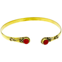 Cargar imagen en el visor de la galería, Messing Oberarmreif Armreif golden Jaspis rund Zopf acht nickelfrei verstellbar antik Tribal Oberarm - chic-net.de
