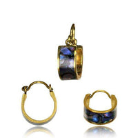 Cargar imagen en el visor de la galería, Messing Ohrringe gold Abalone Muschel Imitat Creolen - chic-net.de
