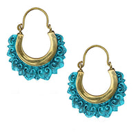 Cargar imagen en el visor de la galería, Messing Ohrringe Türkis Stein gold Bogen Herzbögen - chic-net.de
