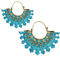 Cargar imagen en el visor de la galería, Messing Ohrringe Türkis Stein gold Bogen Pfeile 50mm - chic-net.de
