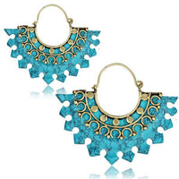 Cargar imagen en el visor de la galería, Messing Ohrringe Türkis Stein gold Bogen Pfeile 50mm - chic-net.de
