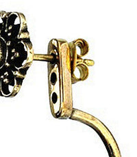 Load image into Gallery viewer, Messing Ohrstecker antik golden Ear Jacket Blumen Türkis Onyx Doppelohrstecker - chic-net.de
