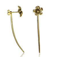 Load image into Gallery viewer, Messing Ohrstecker antik golden Ear Jacket gebogene lange Spitze Blume Spirale - chic-net.de
