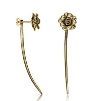 Load image into Gallery viewer, Messing Ohrstecker antik golden Ear Jacket gebogene lange Spitze Blume Spirale - chic-net.de
