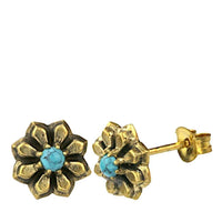 Load image into Gallery viewer, Messing Stein Kristall Ohrstecker gold Blümchen 10mm - chic-net.de
