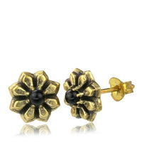 Load image into Gallery viewer, Messing Stein Kristall Ohrstecker gold Blümchen 10mm - chic-net.de
