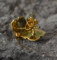 Load image into Gallery viewer, Messing Stein Kristall Ohrstecker gold Blume antik 10mm - chic-net.de
