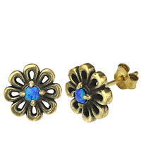 Load image into Gallery viewer, Messing Stein Kristall Ohrstecker gold Blume Zinnie 11mm - chic-net.de
