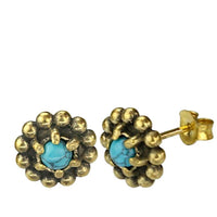 Load image into Gallery viewer, Messing Stein Kristall Ohrstecker gold Kugelblume 10mm - chic-net.de
