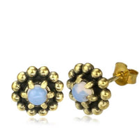 Load image into Gallery viewer, Messing Stein Kristall Ohrstecker gold Kugelblume 10mm - chic-net.de
