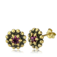 Load image into Gallery viewer, Messing Stein Kristall Ohrstecker gold Kugelblume 10mm - chic-net.de
