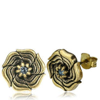 Load image into Gallery viewer, Messing Stein Kristall Ohrstecker gold Rose 11mm - chic-net.de
