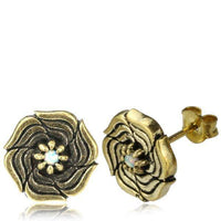 Load image into Gallery viewer, Messing Stein Kristall Ohrstecker gold Rose 11mm - chic-net.de

