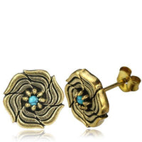 Load image into Gallery viewer, Messing Stein Kristall Ohrstecker gold Rose 11mm - chic-net.de
