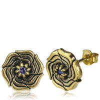 Load image into Gallery viewer, Messing Stein Kristall Ohrstecker gold Rose 11mm - chic-net.de
