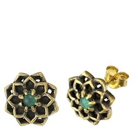 Cargar imagen en el visor de la galería, Messing Stein Kristall Ohrstecker gold Sternblume 12mm - chic-net.de
