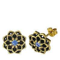Cargar imagen en el visor de la galería, Messing Stein Kristall Ohrstecker gold Sternblume 12mm - chic-net.de
