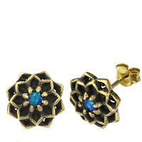 Cargar imagen en el visor de la galería, Messing Stein Kristall Ohrstecker gold Sternblume 12mm - chic-net.de
