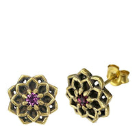 Cargar imagen en el visor de la galería, Messing Stein Kristall Ohrstecker gold Sternblume 12mm - chic-net.de
