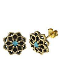 Cargar imagen en el visor de la galería, Messing Stein Kristall Ohrstecker gold Sternblume 12mm - chic-net.de
