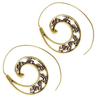 Cargar imagen en el visor de la galería, Messingohrringe golden Spiralen Zweig Blätter Ornament - chic-net.de
