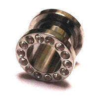 Load image into Gallery viewer, Metall Tunnel Chirurgenstahl Strass Kristall Inlay Unisex Plug Glitzerstein silbergrau Expander - chic-net.de
