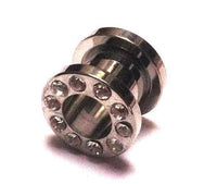 Load image into Gallery viewer, Metall Tunnel Chirurgenstahl Strass Kristall Inlay Unisex Plug Glitzerstein silbergrau Expander - chic-net.de

