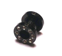 Load image into Gallery viewer, Metall Tunnel Chirurgenstahl Strass Kristall Inlay Unisex Schmuck Plug Glitzerstein schwarz Expander - chic-net.de
