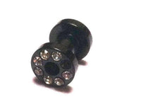 Load image into Gallery viewer, Metall Tunnel Chirurgenstahl Strass Kristall Inlay Unisex Schmuck Plug Glitzerstein schwarz Expander - chic-net.de
