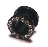 Load image into Gallery viewer, Metall Tunnel Chirurgenstahl Strass Kristall Inlay Unisex Schmuck Plug Glitzerstein schwarz Expander - chic-net.de
