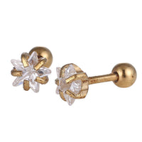 Load image into Gallery viewer, modischer Piercing goldfarben weißer Sternförmiger Zirkonia Stein aus Edelstahl - chic-net.de
