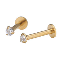 Load image into Gallery viewer, modischer Piercing straight Barbell aus Edelstahl in gold Farbton runder Zirkonia Stein - chic-net.de

