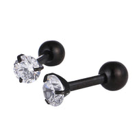 Load image into Gallery viewer, modischer Piercing straight Barbell aus Edelstahl in schwarz runder Zirkonia Stein - chic-net.de
