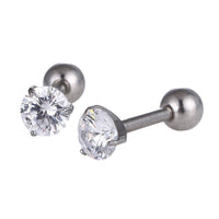 Load image into Gallery viewer, modischer Piercing straight Barbell aus Edelstahl in silberner Farbe runder Zirkonia Stein - chic-net.de
