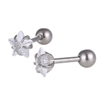 Load image into Gallery viewer, modischer Piercing straight Barbell aus Edelstahl in silberner Farbe Sternförmiger Zirkonia Stein - chic-net.de

