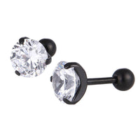 Load image into Gallery viewer, modischer Piercing straight Barbell aus Edelstahl schwarz Zirkonia weiß rund - chic-net.de
