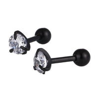 Load image into Gallery viewer, modischer Piercing straight Barbell klein aus Edelstahl schwarz runder Zirkonia weiß - chic-net.de

