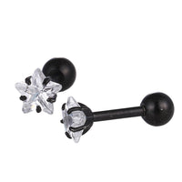 Load image into Gallery viewer, modischer Piercing straight Barbell klein aus Edelstahl schwarz Sternförmiger Zirkonia weiß - chic-net.de
