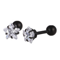 Load image into Gallery viewer, modischer Piercing straight Barbell mini aus Edelstahl schwarz Sternförmiger Zirkonia weiß - chic-net.de
