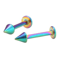 Load image into Gallery viewer, modisches Labret  Piercing aus Edelstahl in Regenbogen Farben mit Spitze Cone klein - chic-net.de
