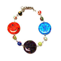 Load image into Gallery viewer, Muranoglas Glasperlen Glas Perlen Armband Damen Schmuck Edelstahl 18-20 cm Blumen bunt rund - chic-net.de
